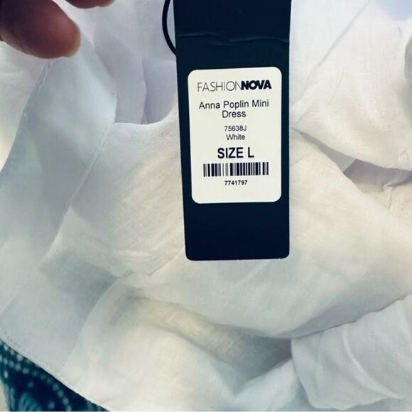 Fashion Nova Anna Poplin Mini Dress White Size Large - Picture 7 of 8